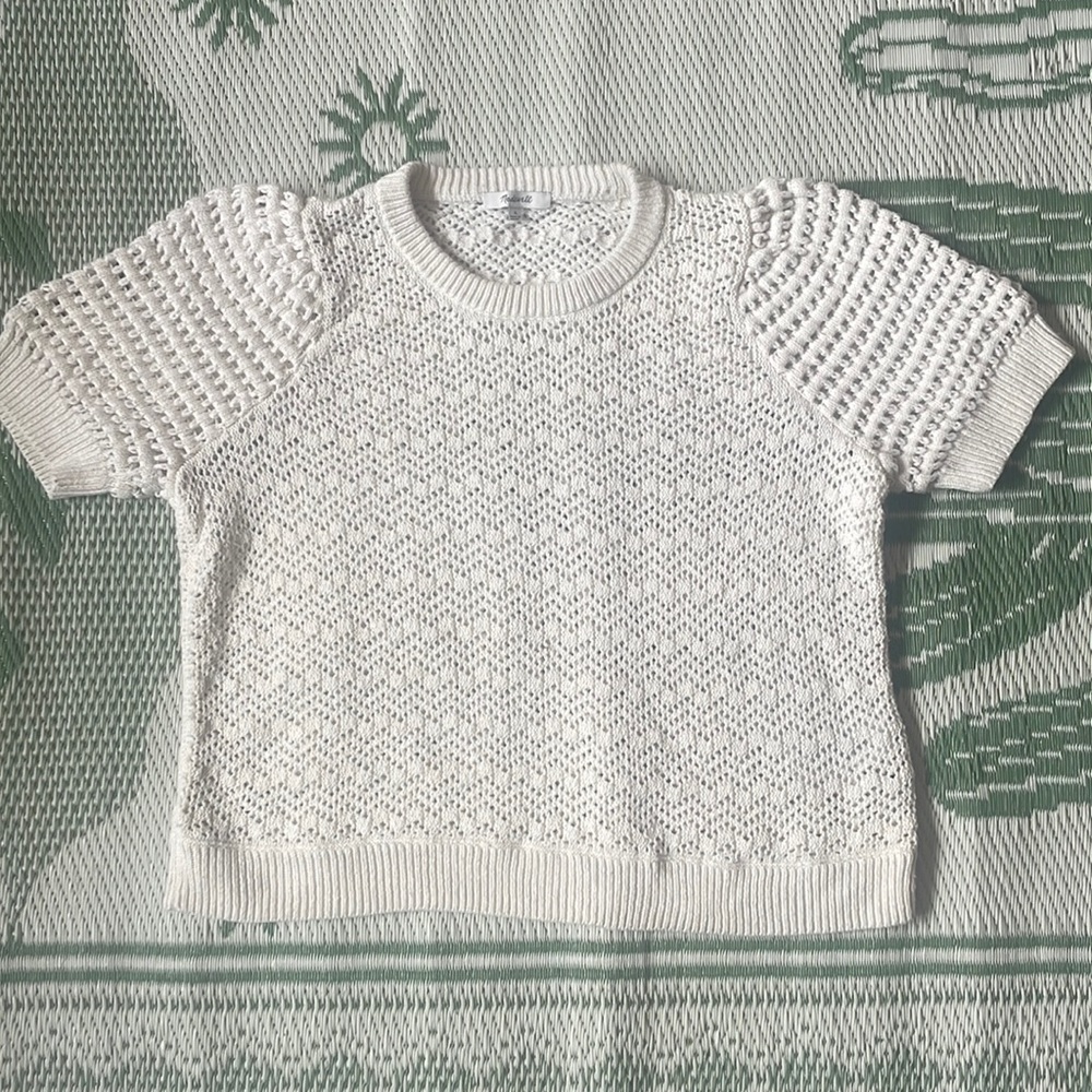 Madewell cream short sleeve sweater top